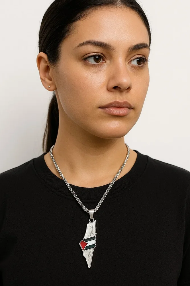 Halsband Palestina Karta – Silverfärgad - Bild 1