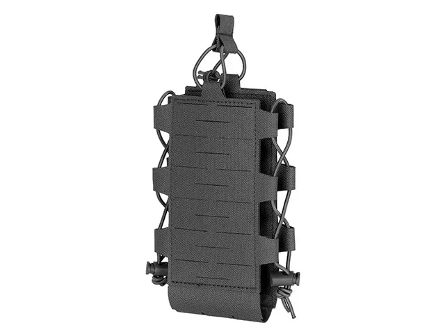 Radio- og flaskelomme med justerbar shockcord, laser-cut – sort - Bild 3