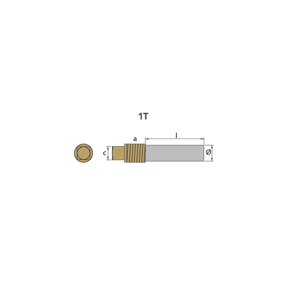Zinkanod Caterpillar, motor, pencil anode komplett med mässingsplugg th.1/4''bspt - Bild 2