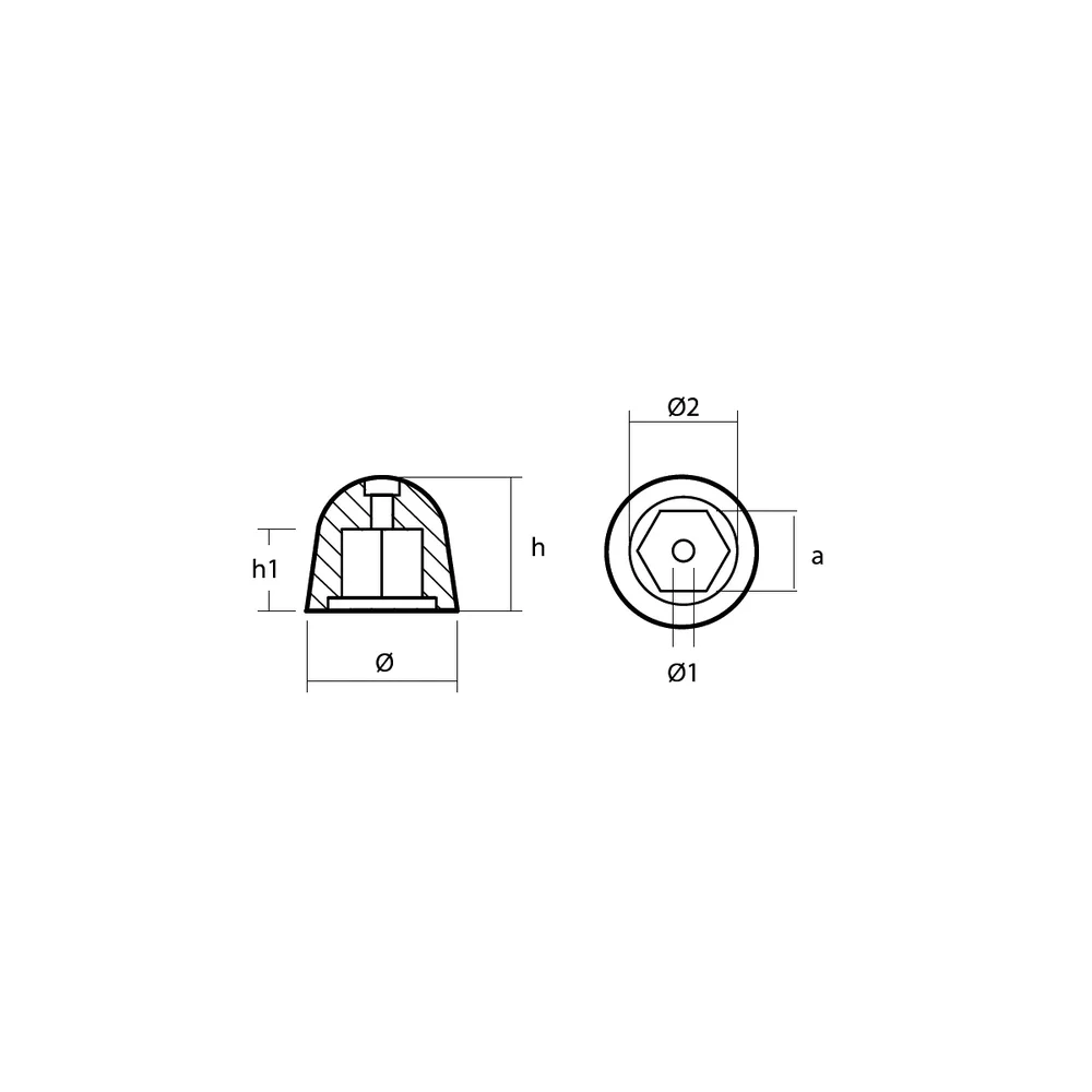 Magnesiumanod Sidepower - Sleipner propeller nut SE130/170 - SP240/285, 201180 - Bild 3