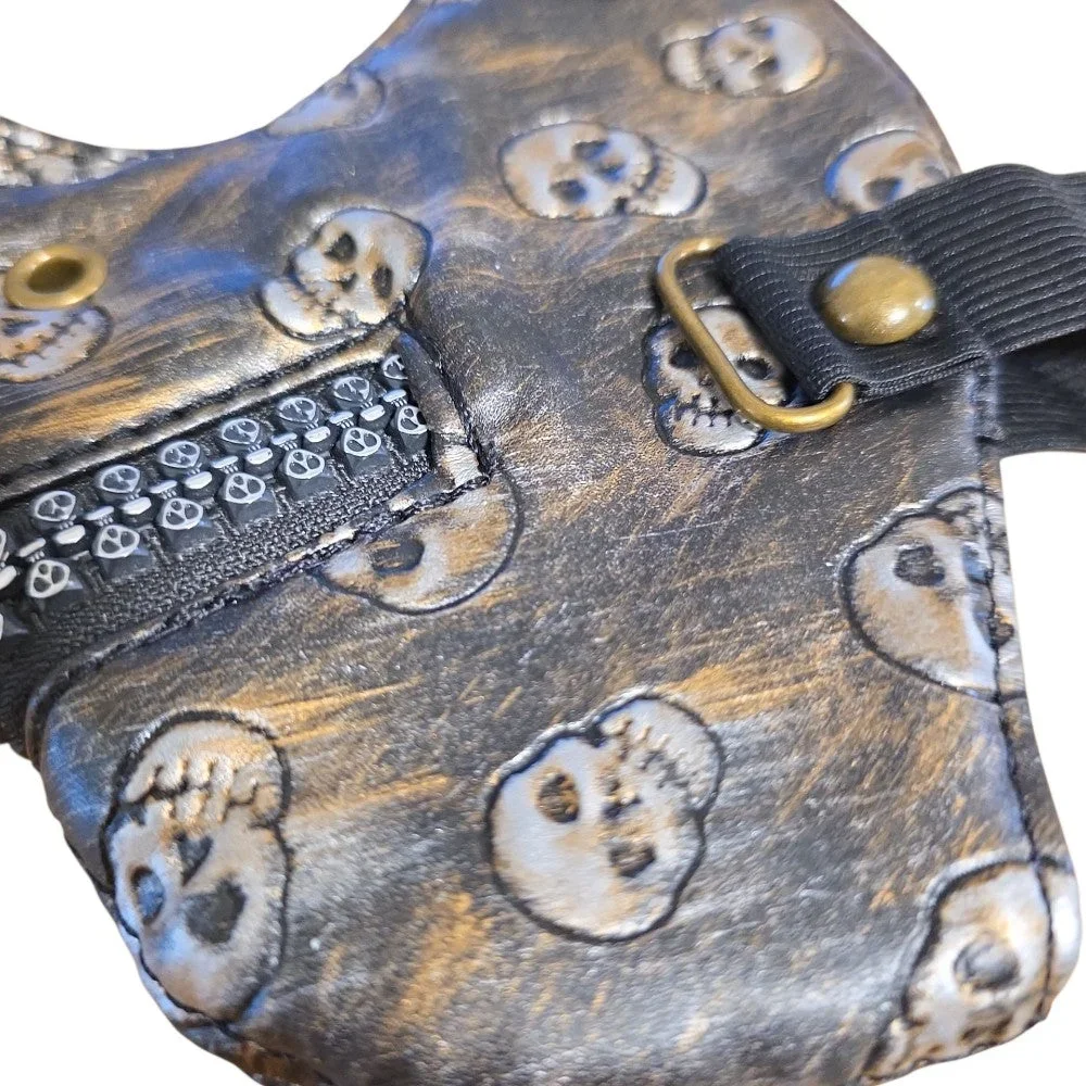 Ansiktsmask i konstläder med döskallemönster & dekorativ dragkedja - Bild 3