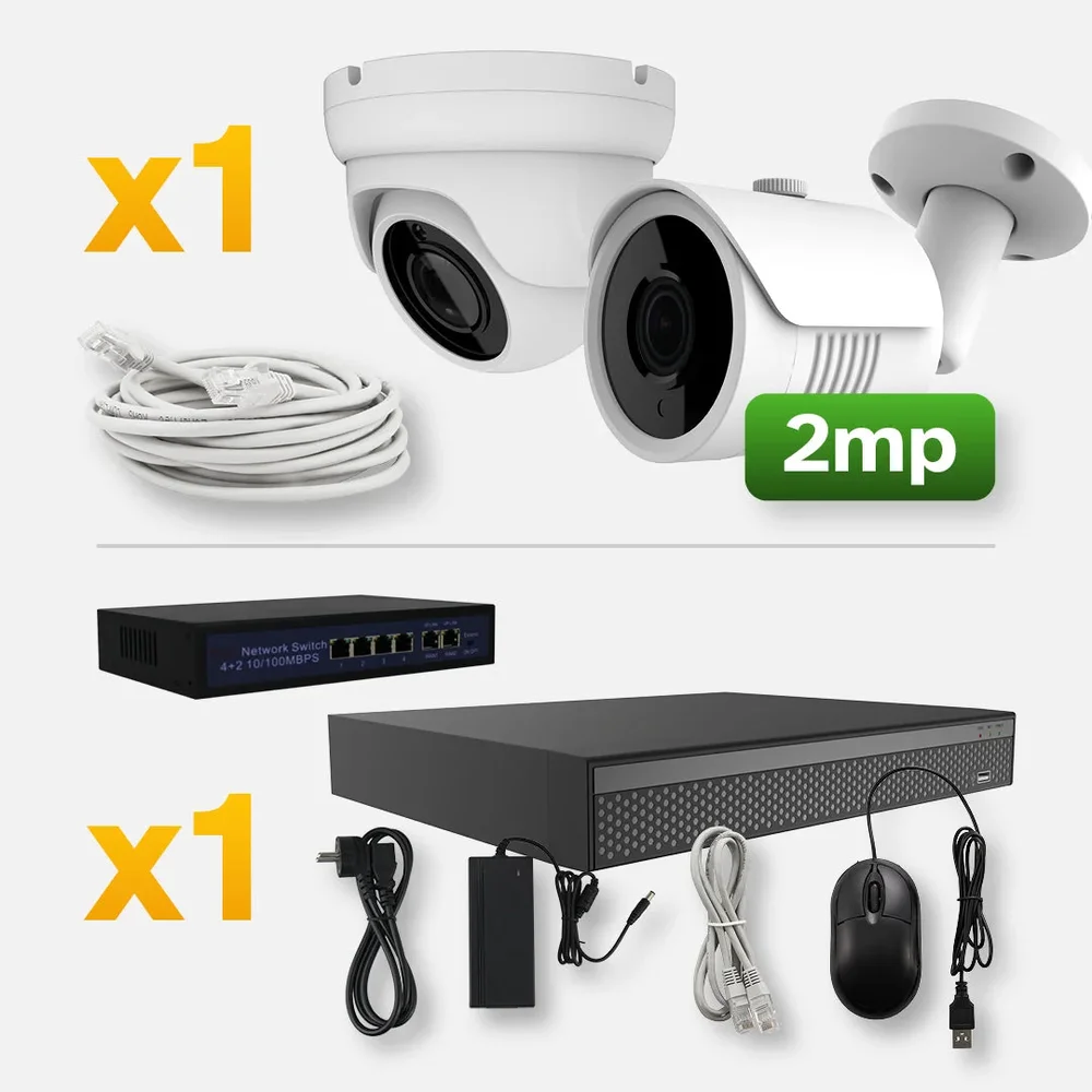 Övervaknings system POE 2 MP, 1-16 dome & bullet kameror, 1-2 switchar - Bild 2