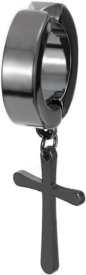 Clip on ring örhängen svart Kors - Bild 3