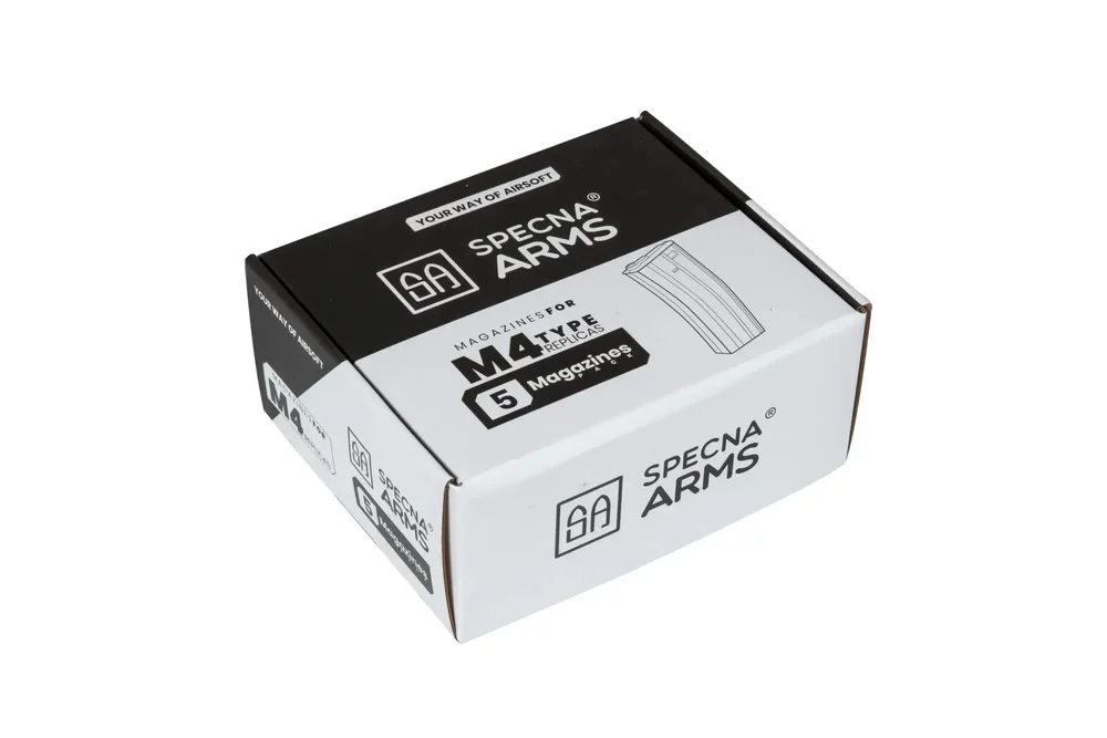 Set of 5 mid-cap magazines for 140 rounds for M4/M16 replicas – black Set of 5 mid-cap magazines for 140 rounds for M4/M16 replicas – black