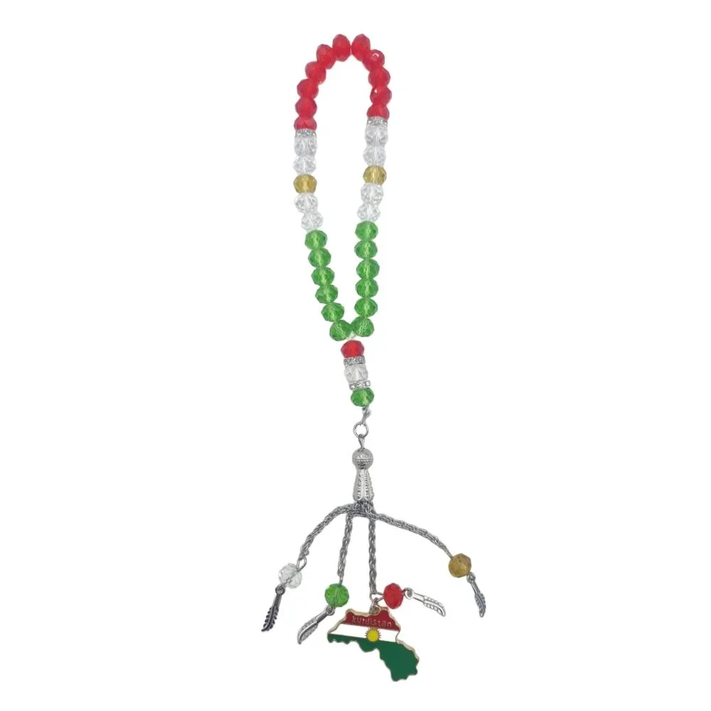 Muslimska bönepärlor Tasbih Zikr Beads Kurdistan flagga - Bild 1