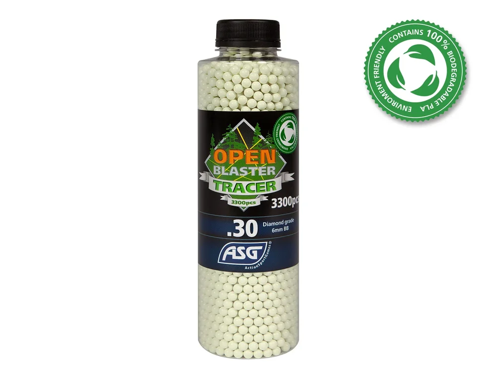OPEN BLASTER, 0.30G, AIRSOFT TRACER BIO BB, 3300 STK. FLASKE OPEN BLASTER, 0.30G, AIRSOFT TRACER BIO BB, 3300 STK. FLASKE