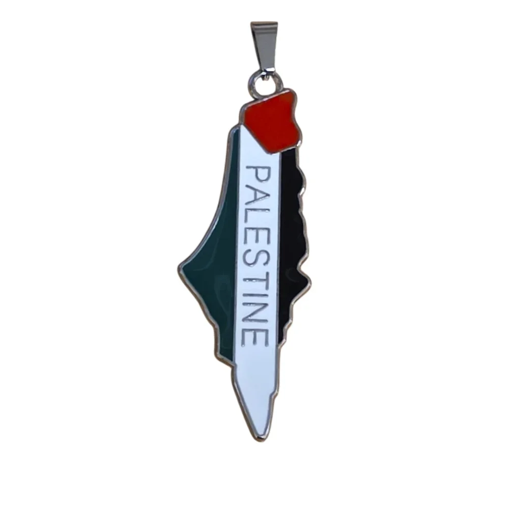 Halsband Palestina med text – Silverfärgat - Bild 2