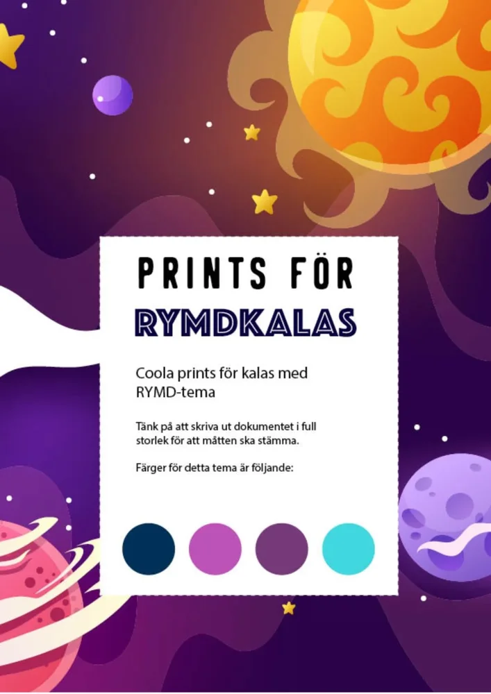Prints för temakalas: Rymden (PDF-format) - Bild 1