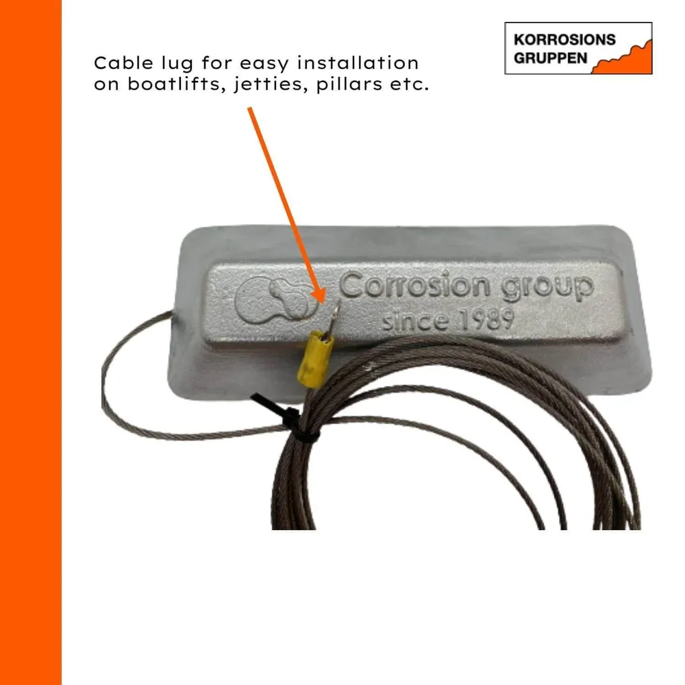 Zinkanod 1,2kg/2,65lb, 3m (2mm) wire, 316L, Rfender1 - Bild 3