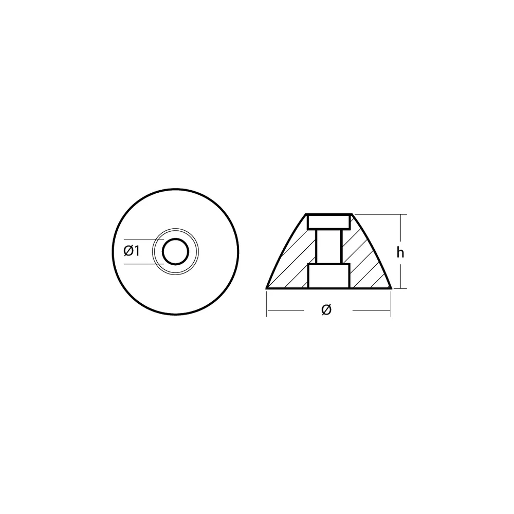 Zinkanod Sidepower - Sleipner propeller nut Ø25.6 H.15.2, 31180, T01054 - Bild 3
