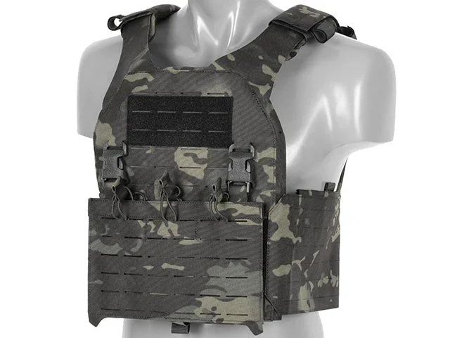 QRF Plate Carrier Buckle Up med AR15/AK-magasinlomme, laser-cut – Multicam Black - Bild 2