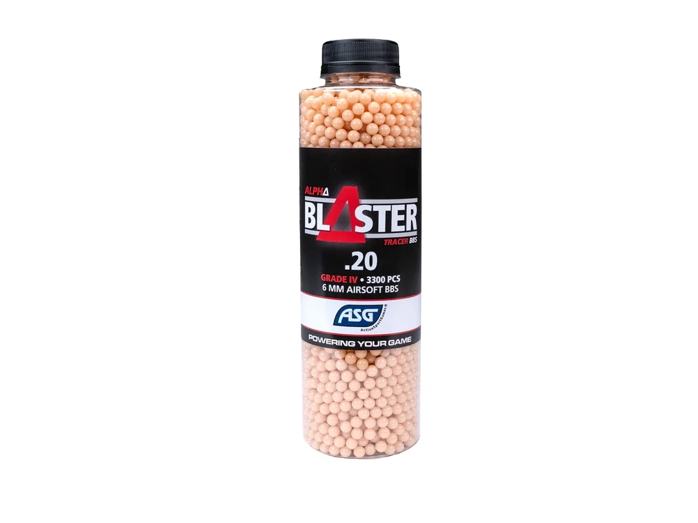 Alpha Blaster Red Tracer kugler, 0,20 g, 3300 stk. – flaske Alpha Blaster Red Tracer kugler, 0,20 g, 3300 stk. – flaske