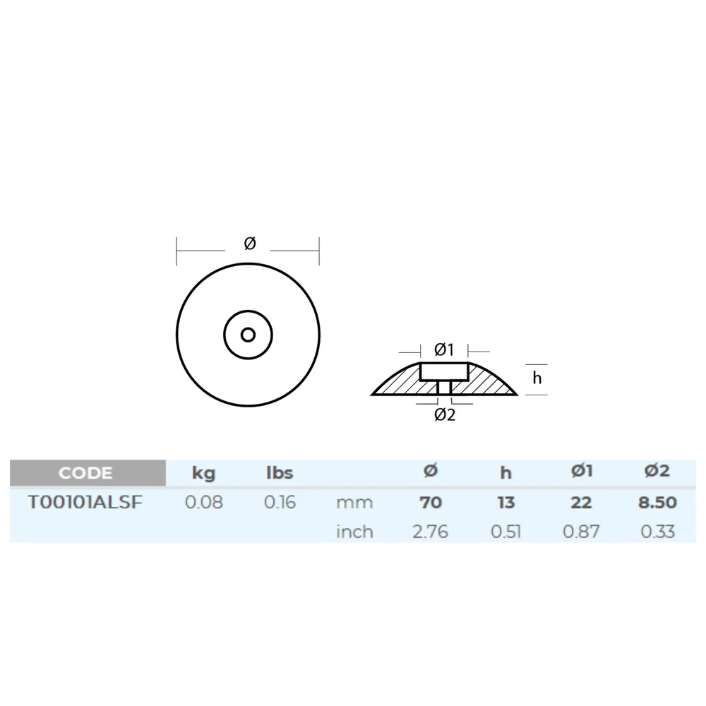 Aluminiumanod roder - Ø=70mm, 0.08KG - 2-PACK, T00101AL - Bild 2