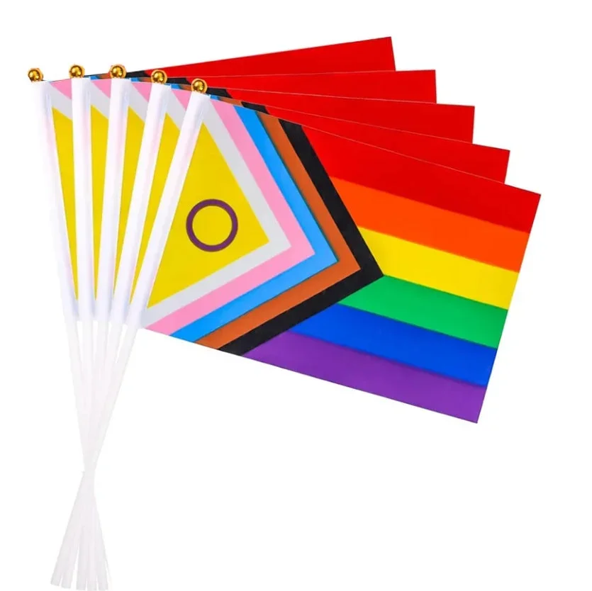 Progress Pride handflagga – 5-pack - Bild 1