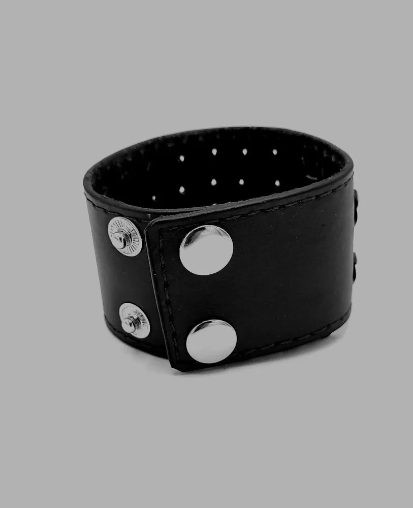 Svart Lädercuff med Flätad Dekor – Justerbart Armband i Tidlös Design - Bild 2