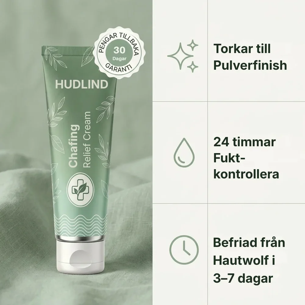 HudLind® | Chafing Relief Cream befriar dig från hudirritation på 7 dagar – utan recept, utan kortison och utan feta krämer som förvärrar problemet. - Bild 1