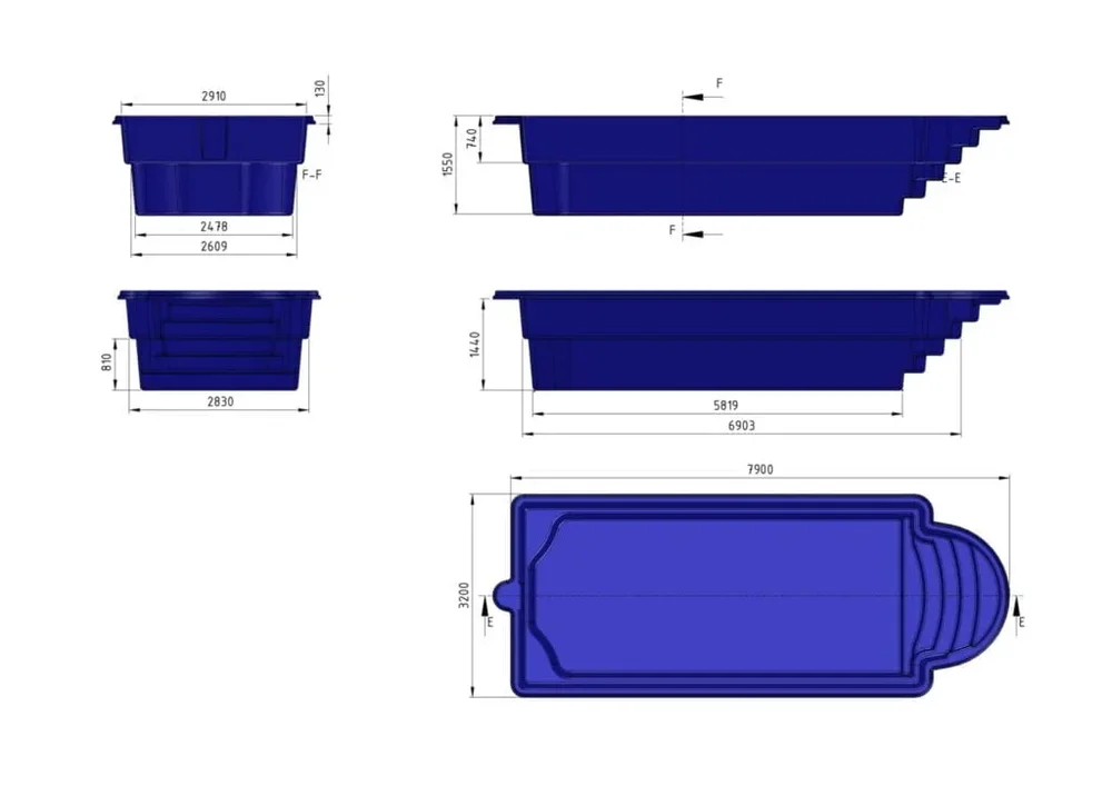 Glasfiberpool SANTORYNA 7,90m x 3,20m x 1,55m - Bild 3