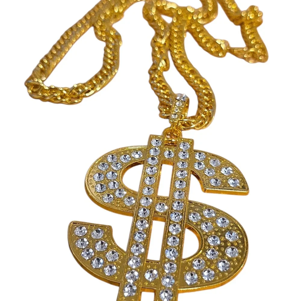 Guldigt halsband med stort dollarhänge - Bild 2