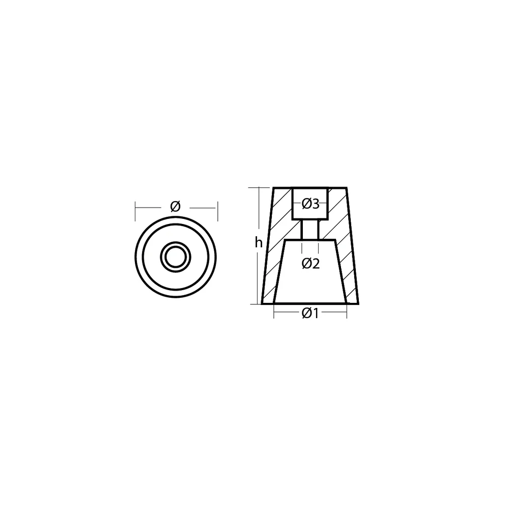 Radice/Beneteau Zinkanod propeller, konisk, 30mm axel, T00401 - Bild 3