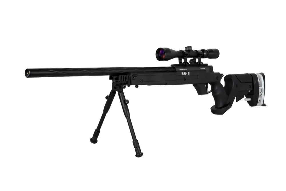 SA-S13 sniper airsoft rifle with scope and bipod - black - Bild 2