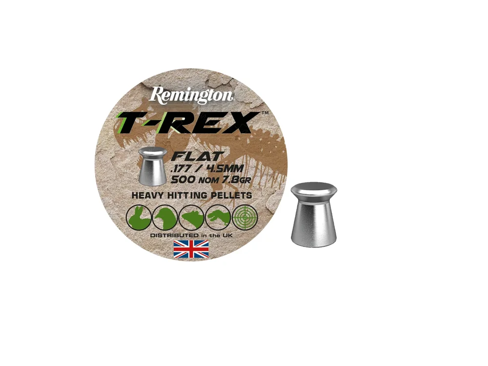 Remington T-Rex Flat hagl, 4,5 mm, 7.8 grs, 500 stk Remington T-Rex Flat hagl, 4,5 mm, 7.8 grs, 500 stk