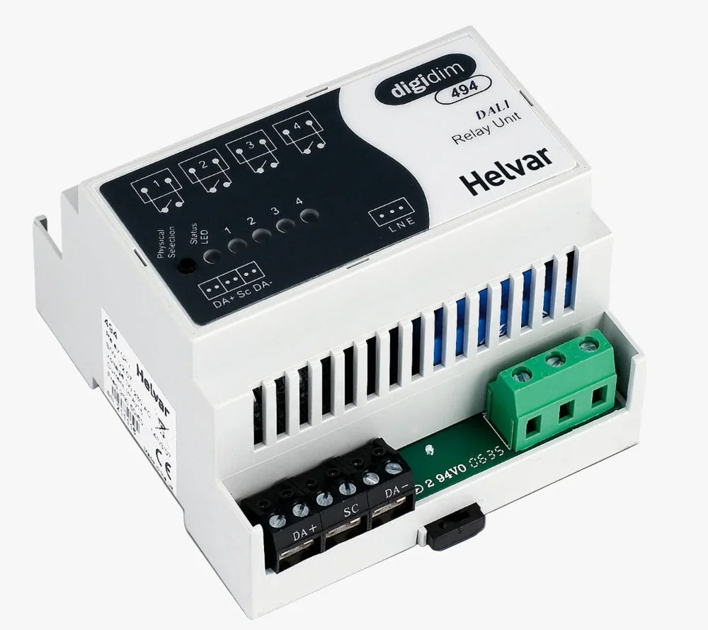 Helvar 494 Relay Unit – 4 × 10 A Relay Interface Helvar 494 Relay Unit – 4 × 10 A Relay Interface