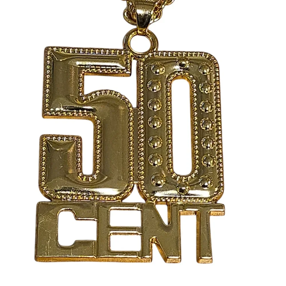 Guldigt halsband med 50 Cent-hänge - Bild 3
