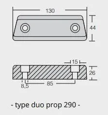 Zinkanod Volvo Penta typ duo prop 290 ,motoranod, VP 852835, 0.800KG/1.76LB, R800708 - Bild 2