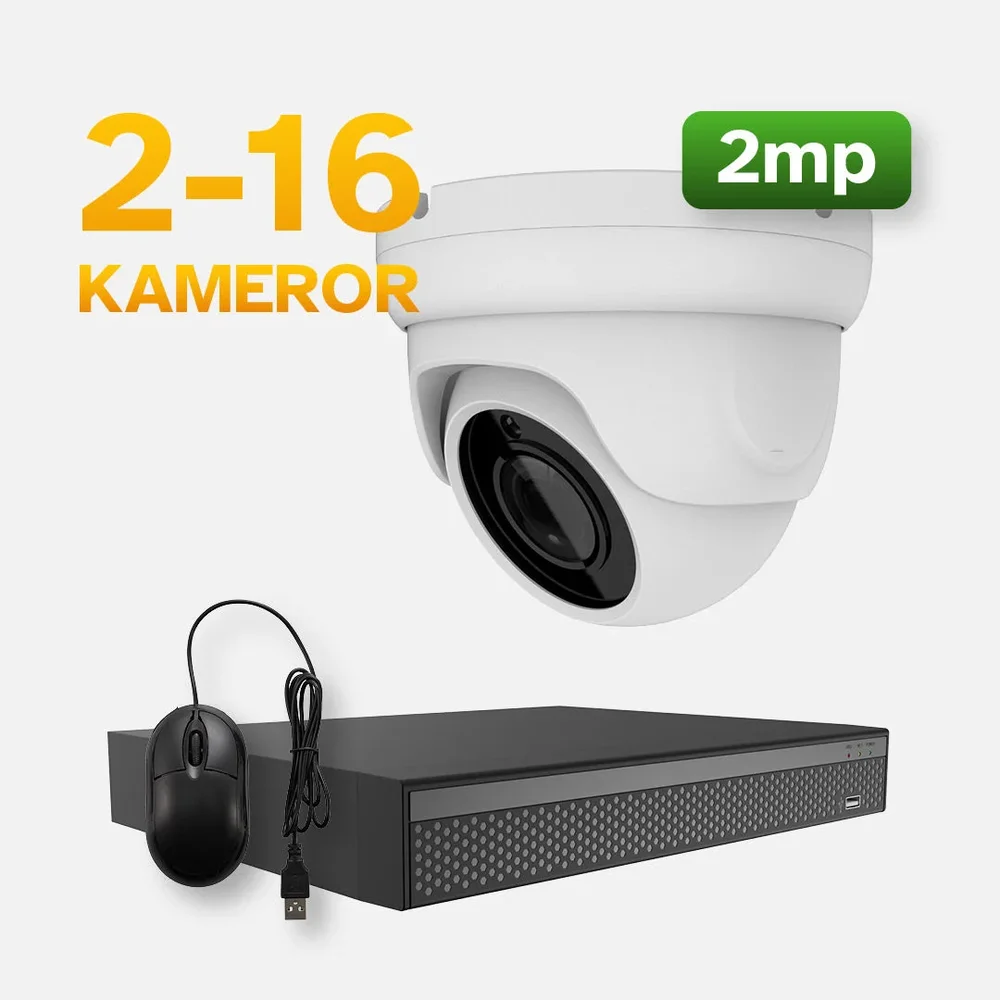 Övervaknings system POE 2 MP, 2-16 dome kameror, 1-2 switchar Övervaknings system POE 2 MP, 2-16 dome kameror, 1-2 switchar