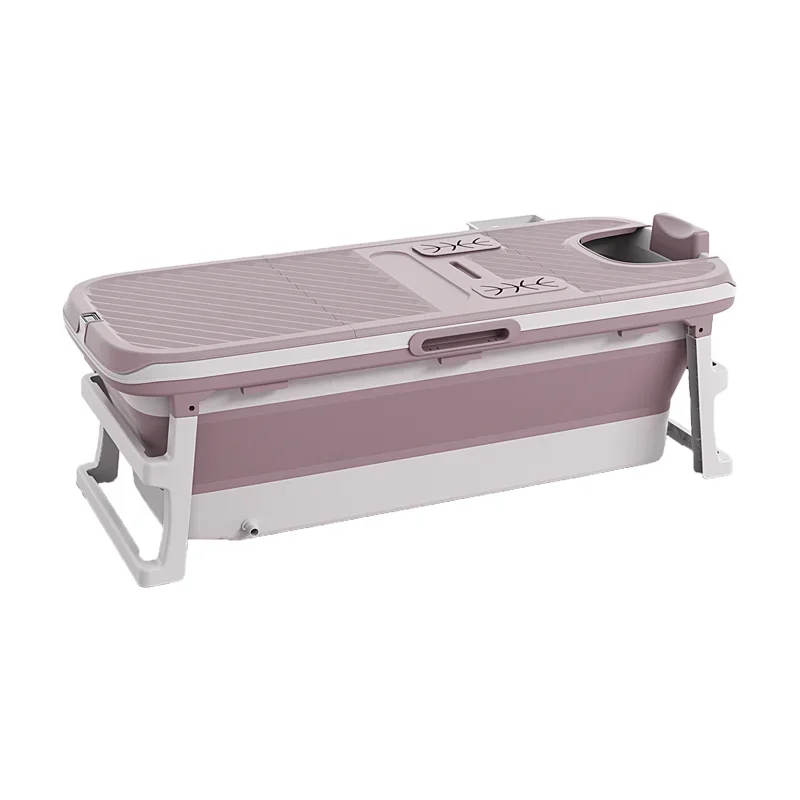 Vikbar badbalja för vuxna med lock, digital termometer och fotmassage – 132cm / pink / rosa Vikbar badbalja för vuxna med lock, digital termometer och fotmassage – 132cm / pink / rosa