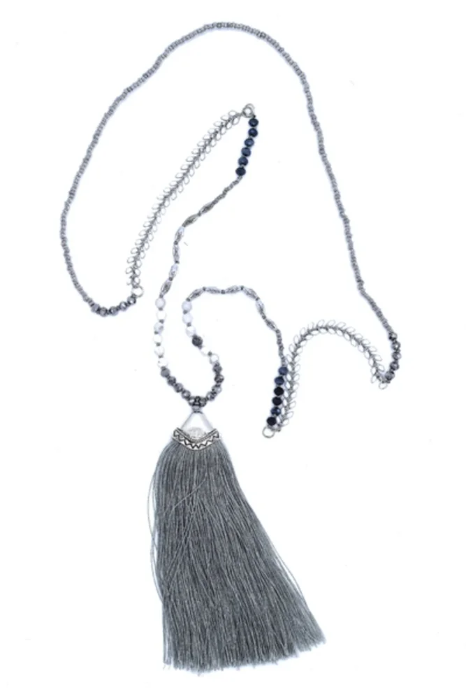Lång Pärlhalsband med franshänge Bohemian - Bild 2