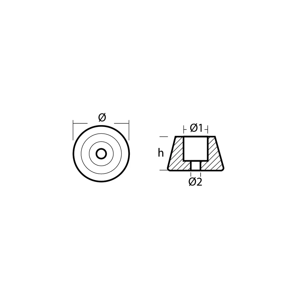 Zinkanod Kamewa - Rolls Royce, 10108210, Jet FF375S - FF550, Hydrojet V2000 Ø70 H.42 - Bild 2