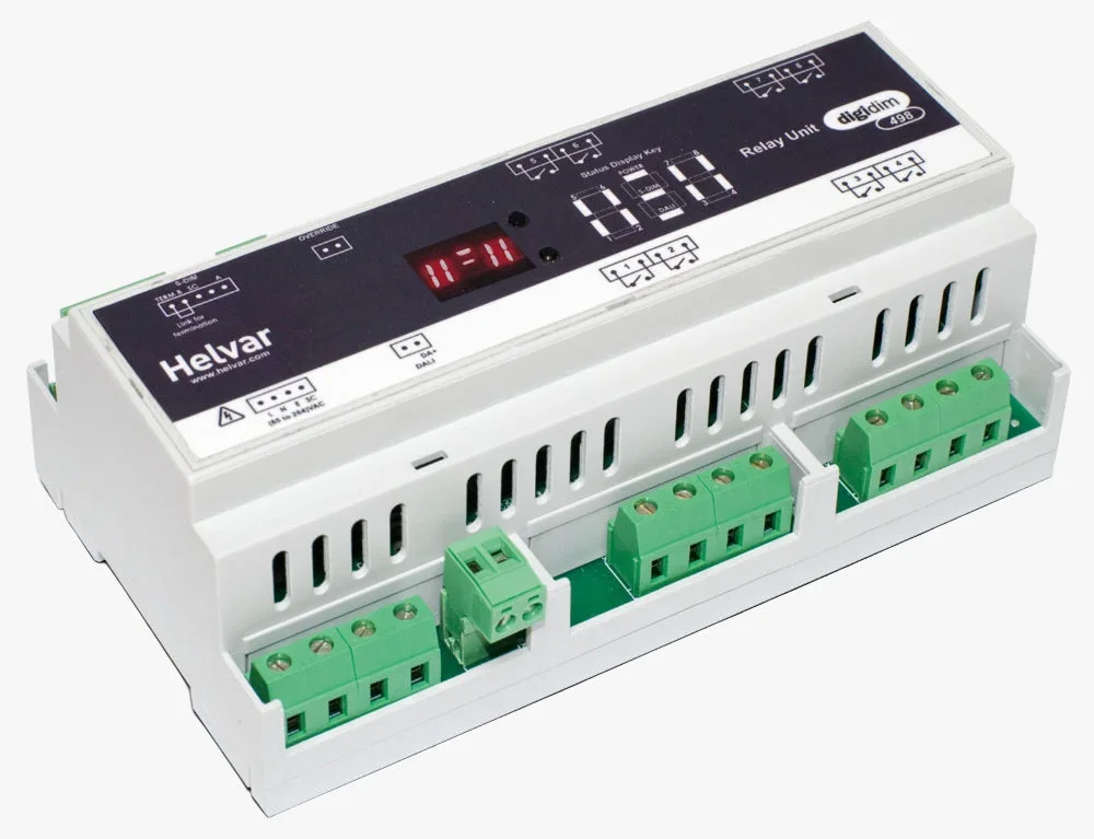 Helvar 498 Relay Unit – 8 × 10 A Relay Interface Helvar 498 Relay Unit – 8 × 10 A Relay Interface