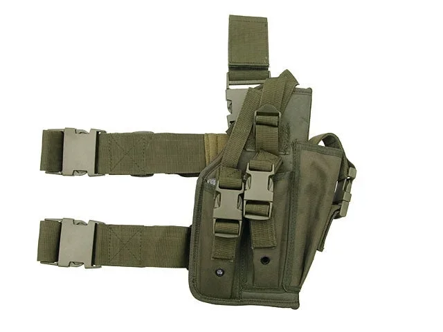 Universelt drop leg-hylster til stor pistol – oliven Universelt drop leg-hylster til stor pistol – oliven