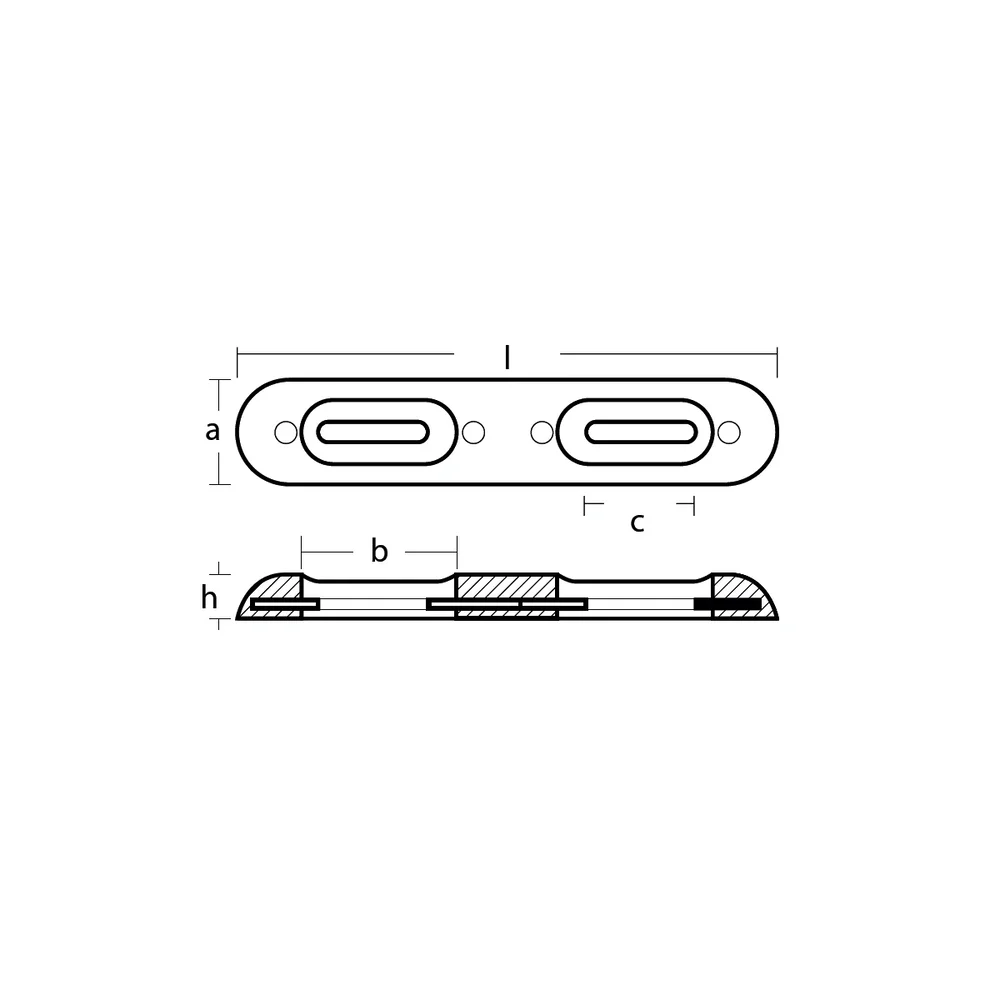 Magnesiumanod Fairline, 320*65*35mm, c-c 160mm, T00270EMG - Bild 2