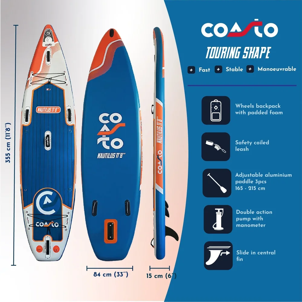Coasto Nautilus 11’8 Touring SUP – Uppblåsbar paddelbräda - Bild 3