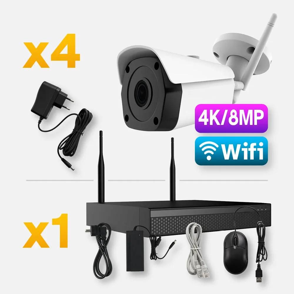 Trådlöst Övervaknings kit 4K / 8MP 4 Kameror Trådlöst Övervaknings kit 4K / 8MP 4 Kameror
