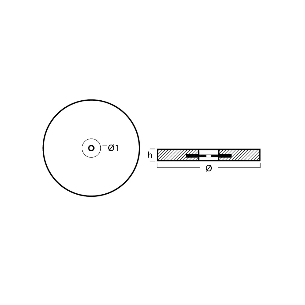 Diskanod Aluminium - Ø=230mm/9.05in, 3.3KG/7.28lb - hål 14mm/0.55in - Bild 2