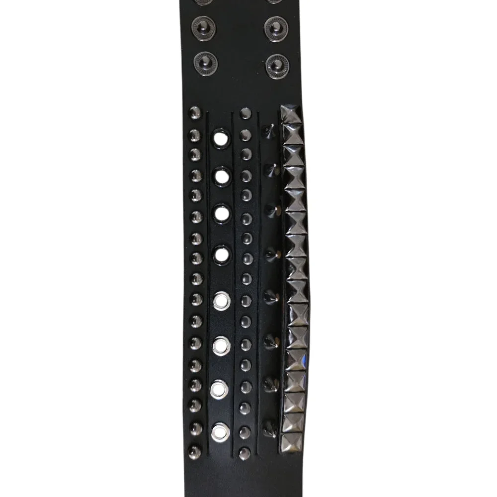 Läderarmband – Multi-Design med Pyramider, Spikar och Runda Nitar - Bild 3