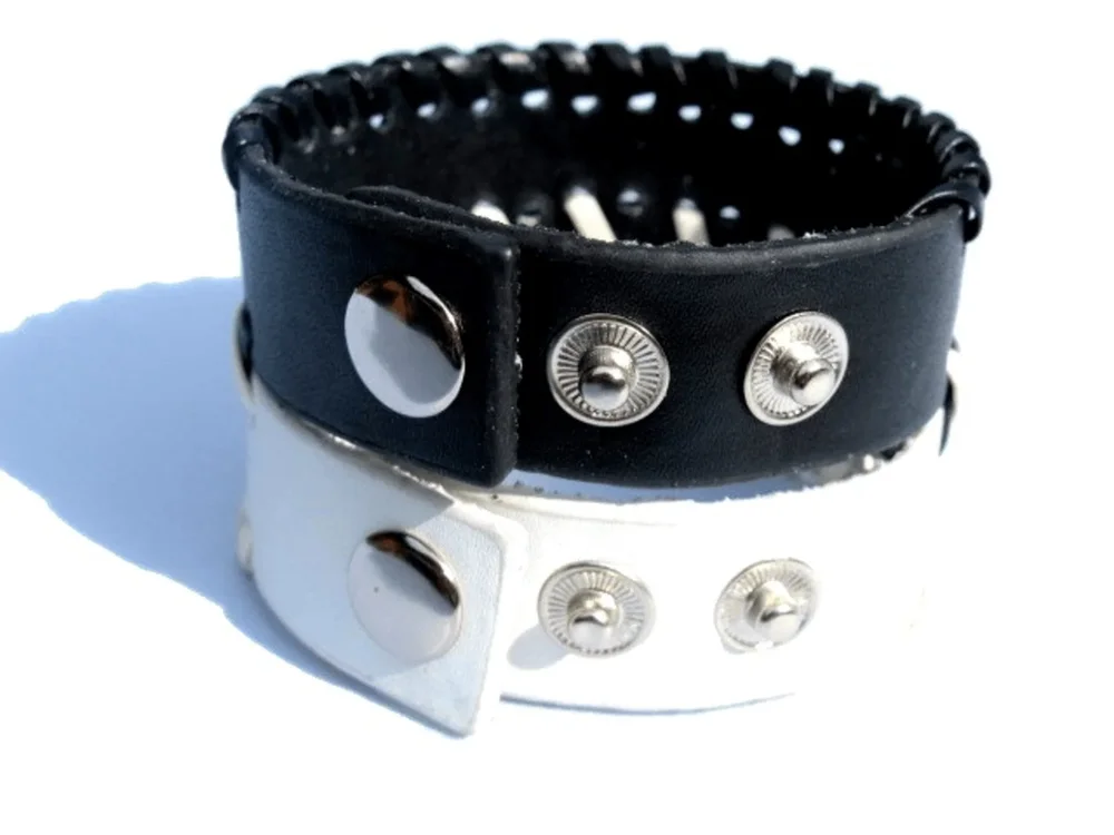Läderarmband black & white flätat - Bild 2