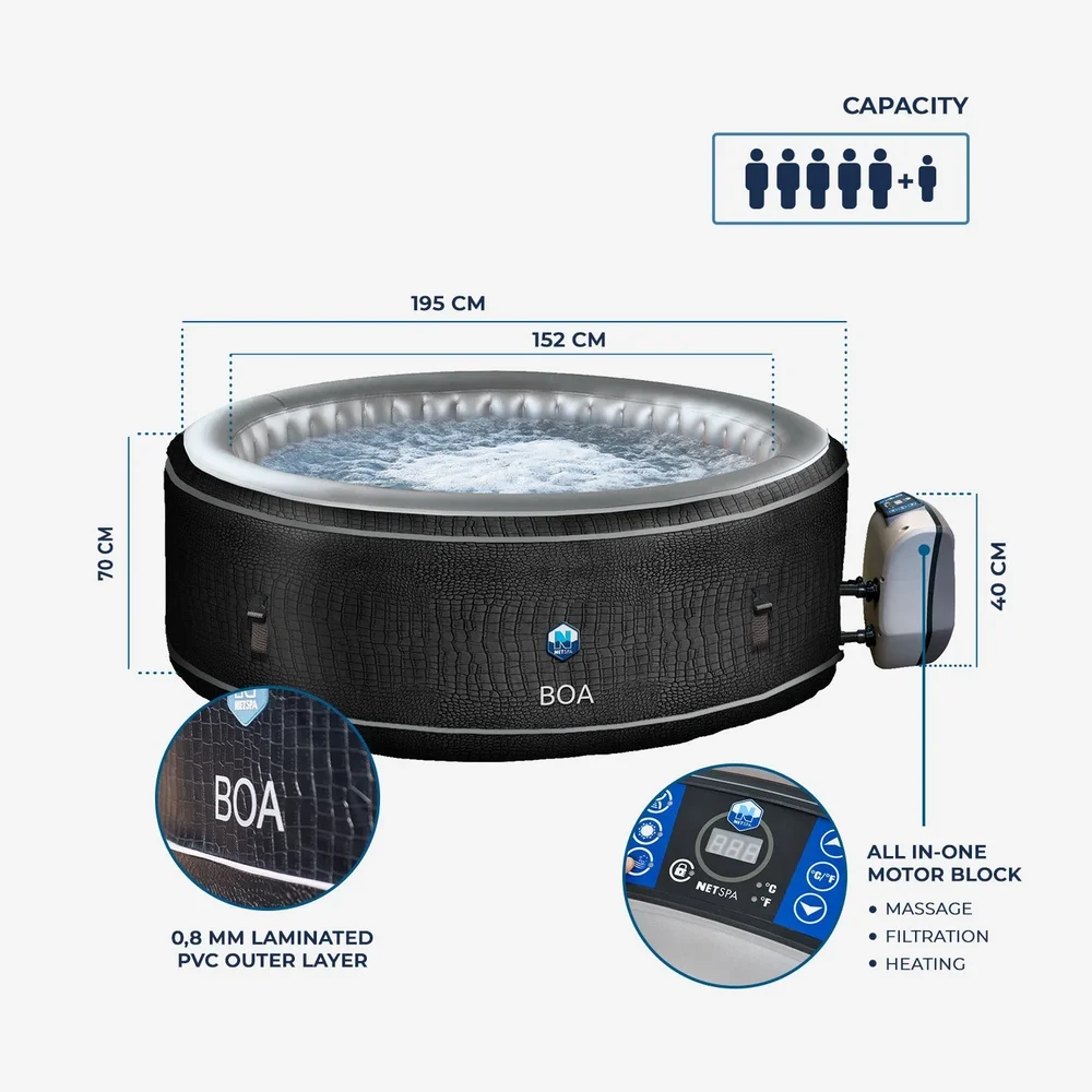 NetSpa BOA uppblåsbart spabad 5–6 personer (Ø195 cm) - Bild 2