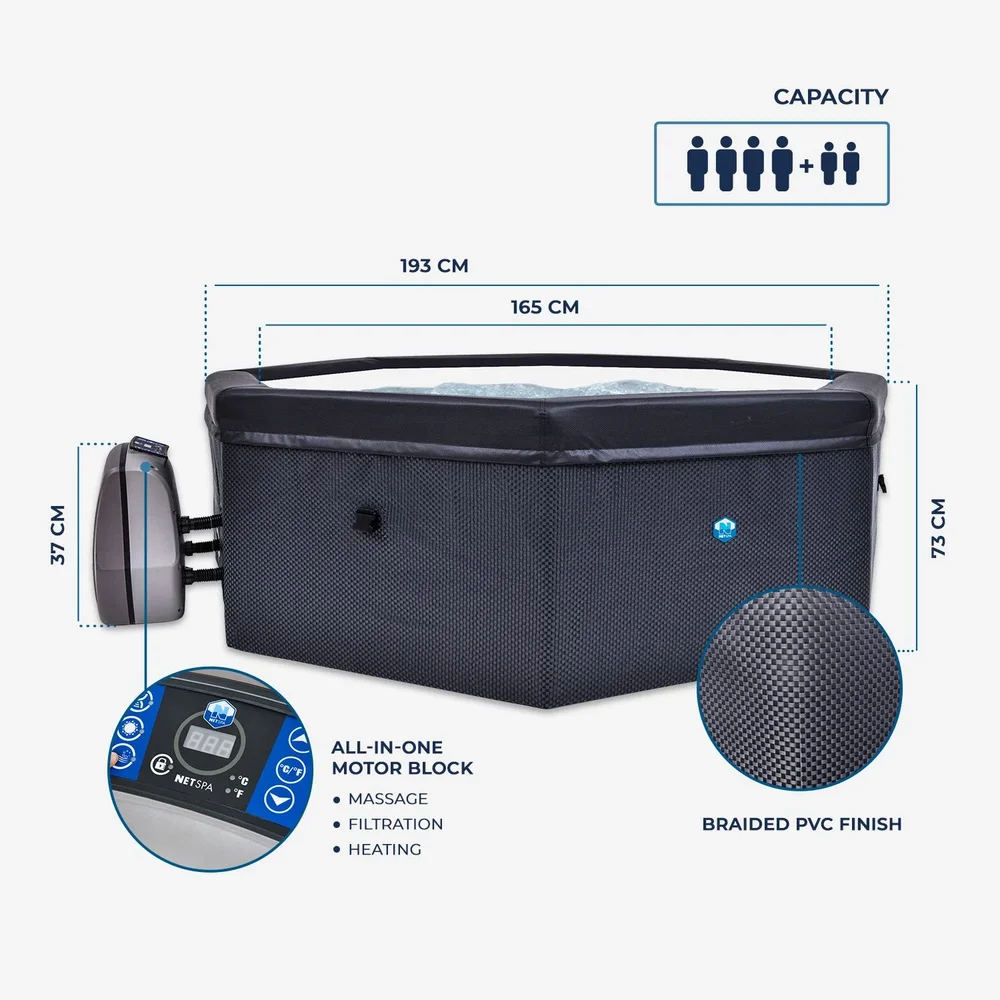 NetSpa Octopus 4–6 Personer Semi-Rigid Spa – 193 cm - Bild 2