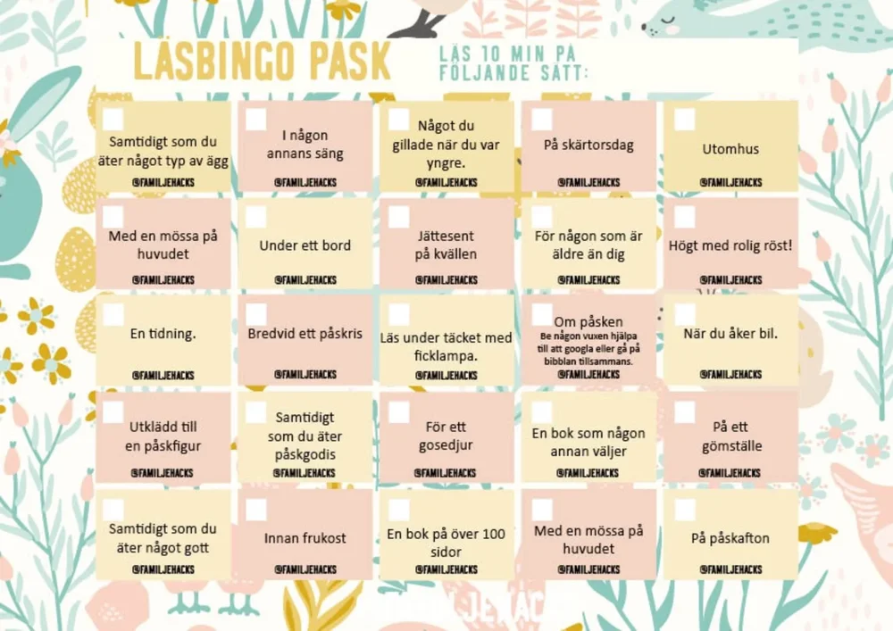 Läsbingo: Påsk Läsbingo: Påsk