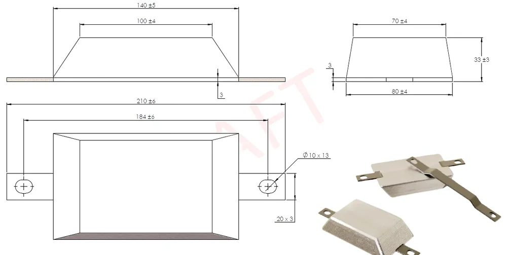Aluminiumanod (AL-arm) 800g 135x80*30mm (210mm) - Bild 2
